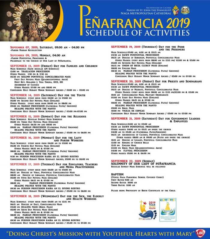 2019 penafrancia activities